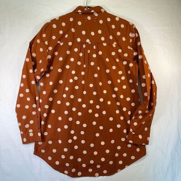 Chinti & Parker Brown White Polka Dot Long Sleeve Button Up Shirt Size Large - Picture 6 of 9